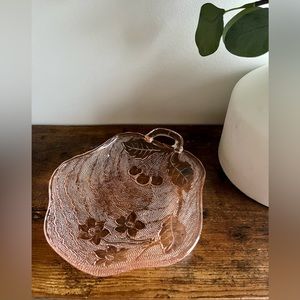 Vintage Pink Depression Glass with Cherries and Blossoms